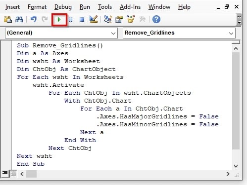 Remove Gridlines in Excel Chart with VBA 4