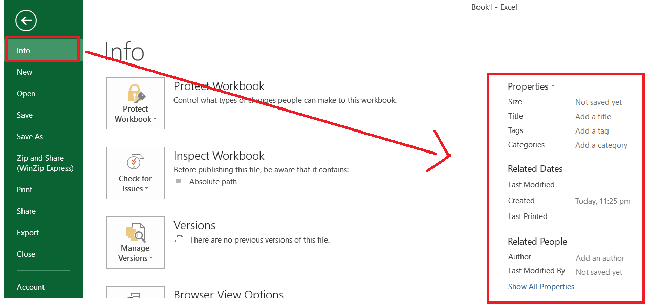 accessing document properties